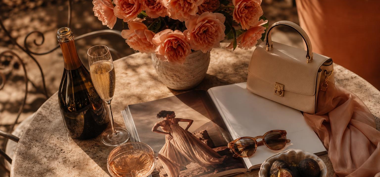 A brand partnership moment featuring Black women in a refined outdoor setting