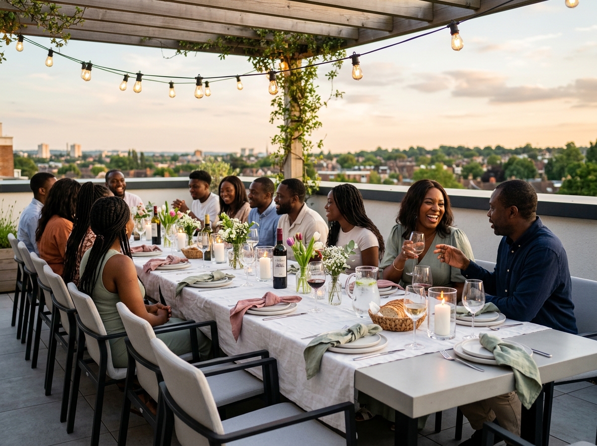 Tara L. Paige hosting a warm gathering of Black women in a beautifully styled outdoor setting